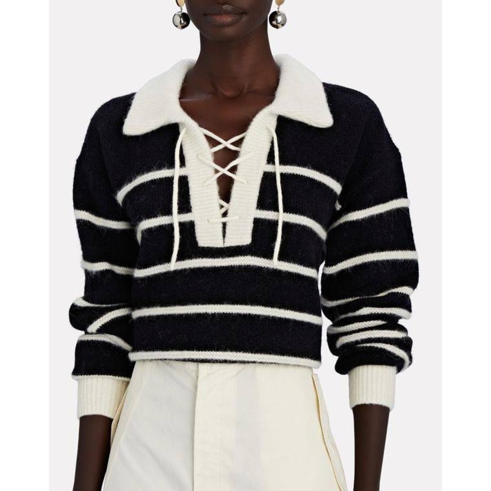 The Garment Alpaca Wool Verbier Breton Striped Knit Sweater Black White Size 8